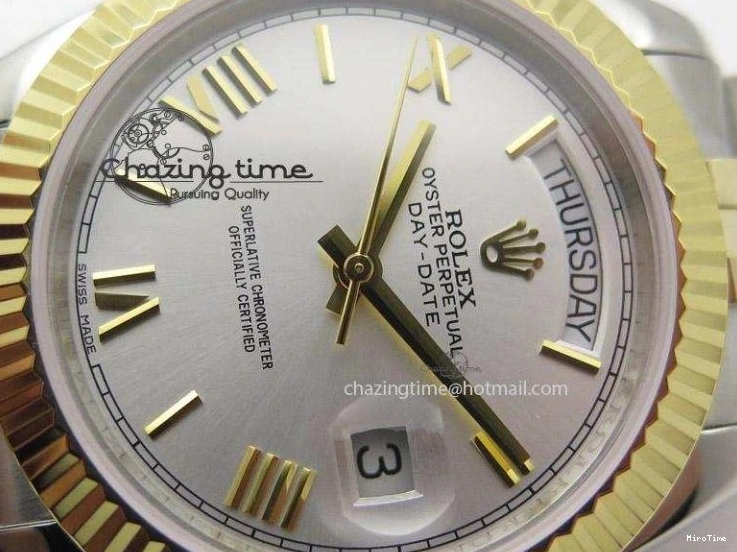 MiroTime 0108 DayDate II 41mm MK Best Edition SS RG Wrapped Sliver Dial Roman Marker On Bracelet A Casual 4005